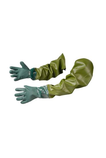 Verlengde groene handschoen m/z elastiek 